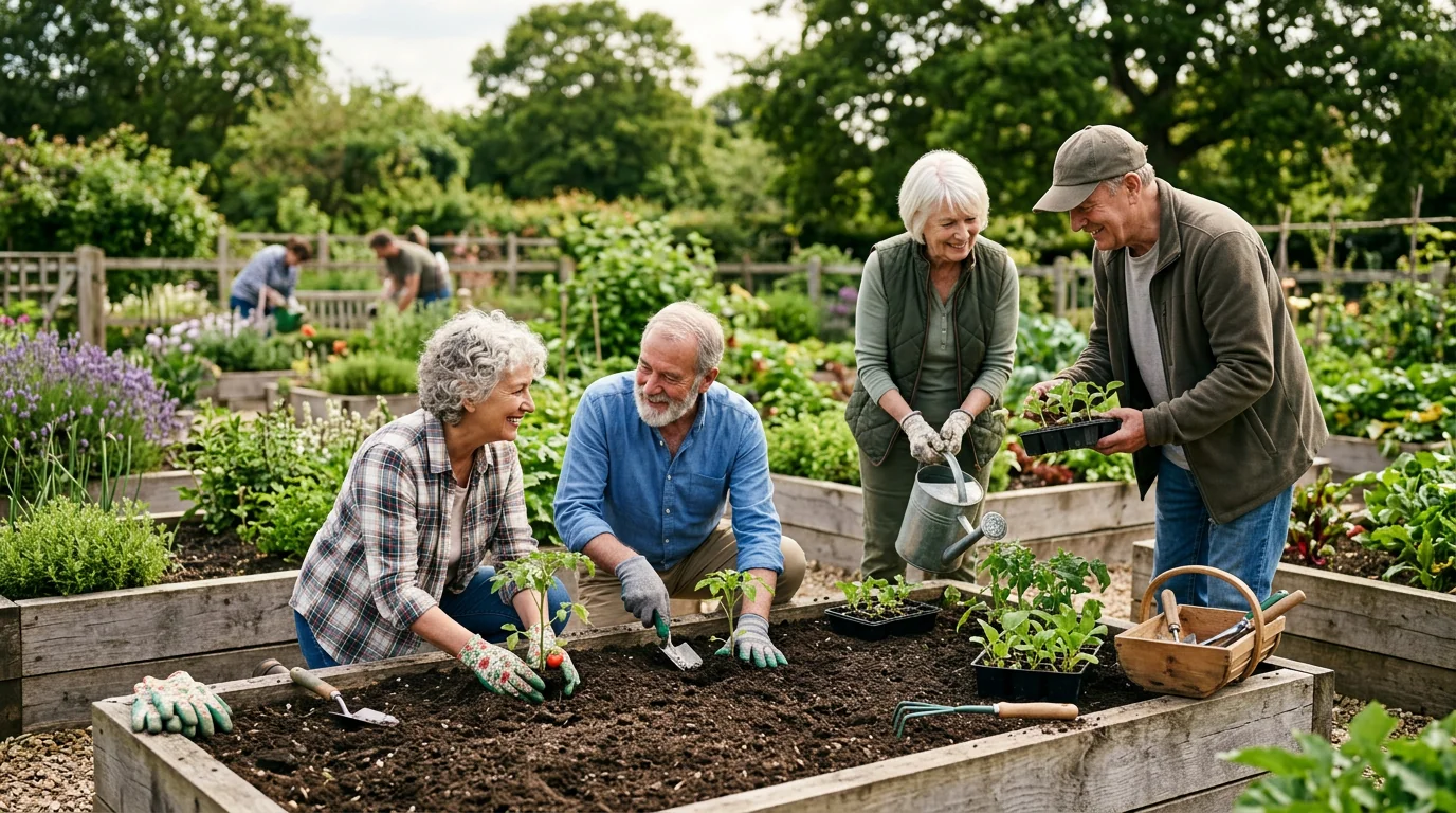 Gemeinsam gärtnern – Senioren beim Pflanzen